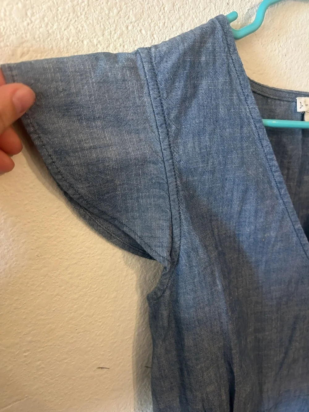 J. Crew Chambray Wrap Peplum Top in Denim Blue